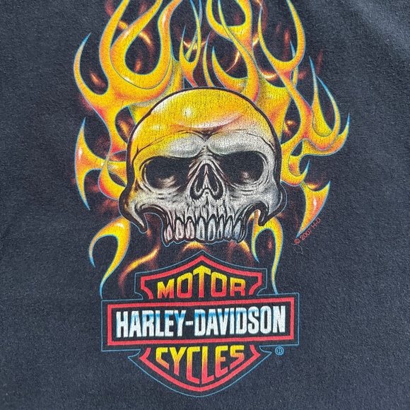 Vintage Y2K 2007 Harley Davidson Flaming Skull / Worn by Travis Scott - Picture 6 of 11